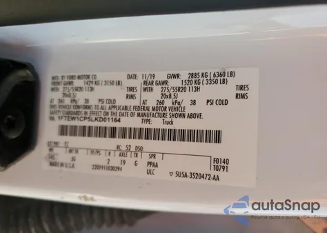 2020 Ford F150 Supercrew from USA, damaged, VIN 1FTEW1CP5LKD01164